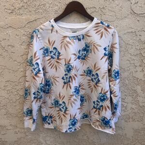 Lands’ End Serious Sweats Floral Crewneck Sweatshirt Size L